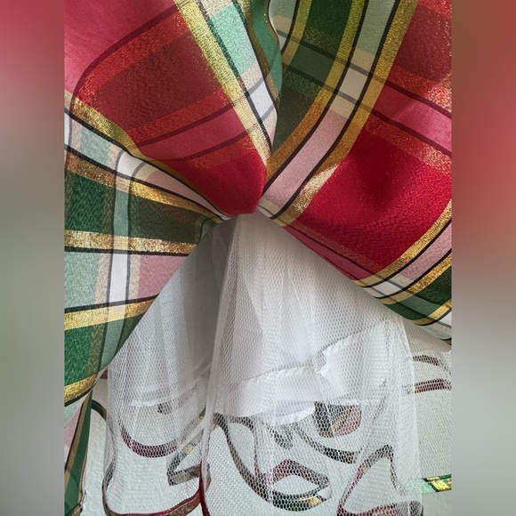 Bonnie Jean Festive Plaid Dress with Green Bow - Picture 4 of 4